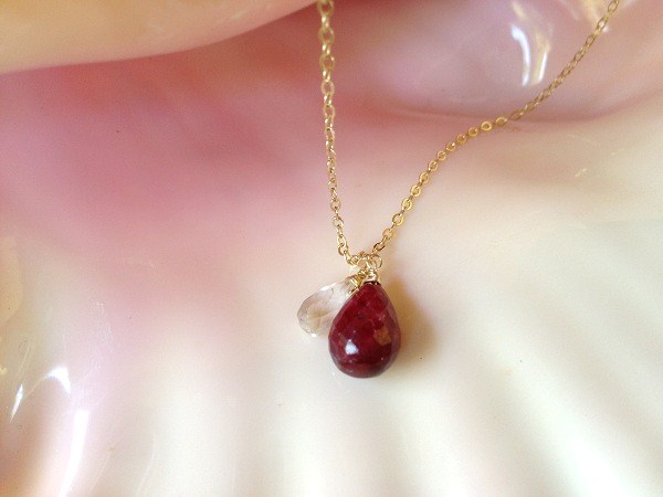 Ruby and Crystal Quartz drops