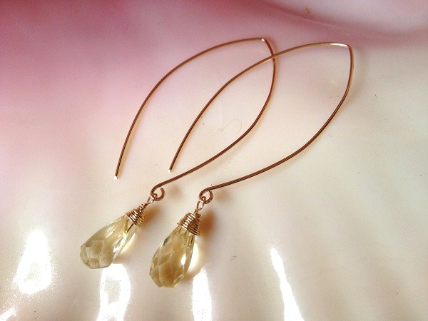 Delicate Lemon Quartz Drop Gold Filled Earrings