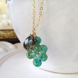 Turquoise Carved Pendant with Smoky Quartz 