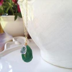 Green Aventure Drop with Rose Quartz