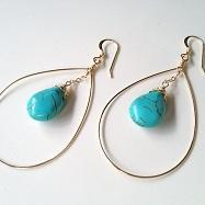 Turquoise Circle Drop Gold Filled Earrings