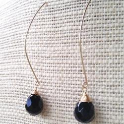 Elegant Onyx Drop Gold Filled Earrings