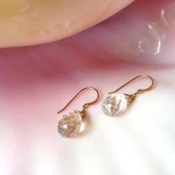 Handmade Elegant and Simple Crystal Quartz Single Drop Earrings